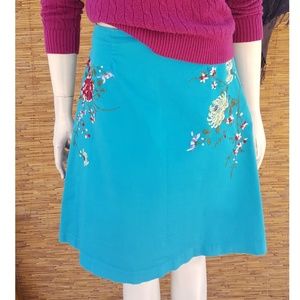 Autograph New York Turquoise Blue Cotton Skirt